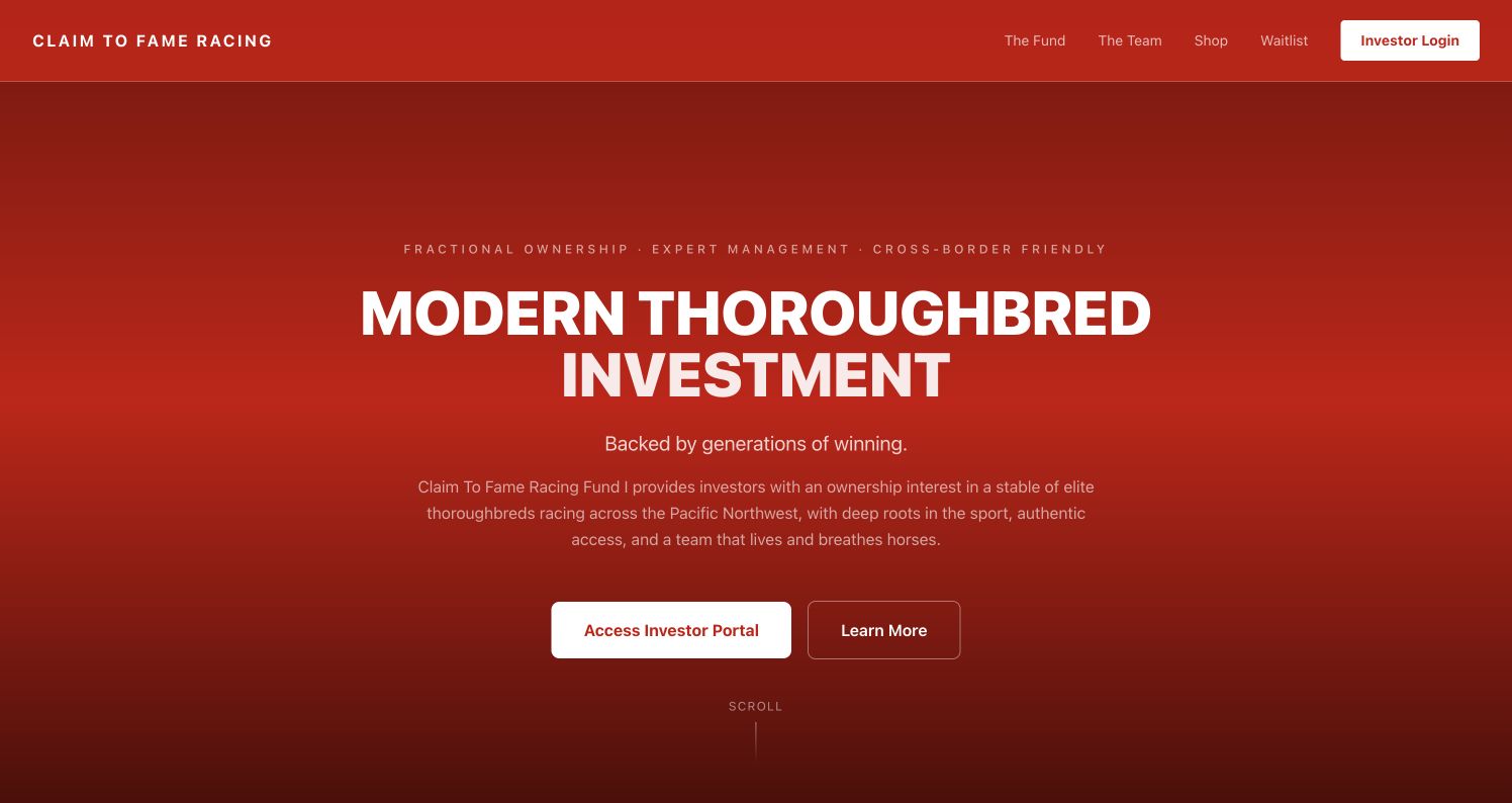 Claim To Fame Racing ownership website