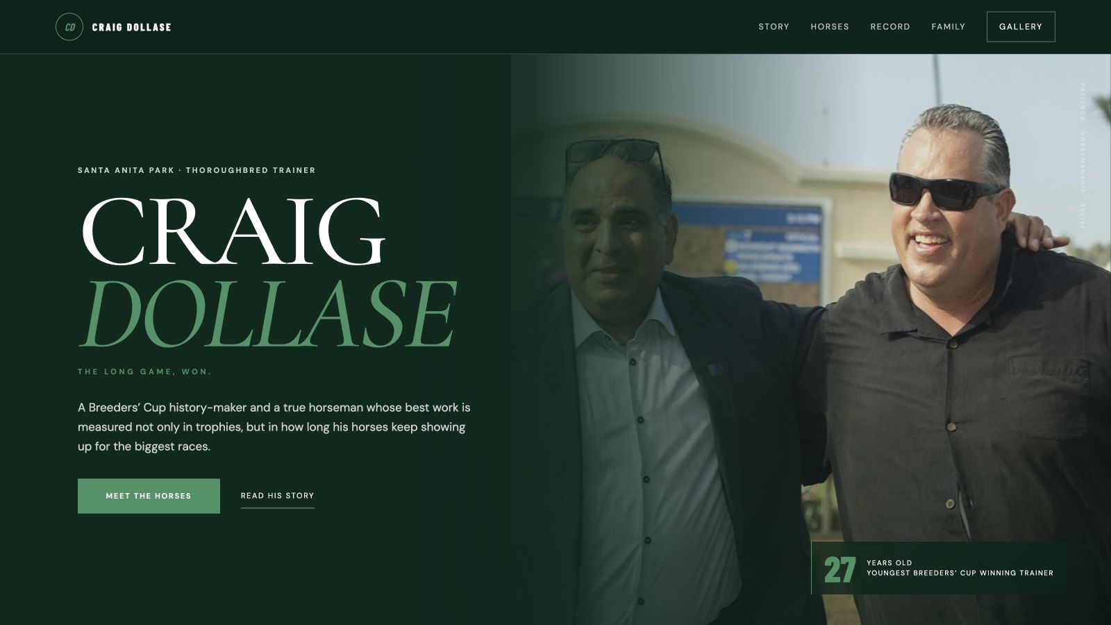 Craig Dollase Racing thoroughbred trainer website